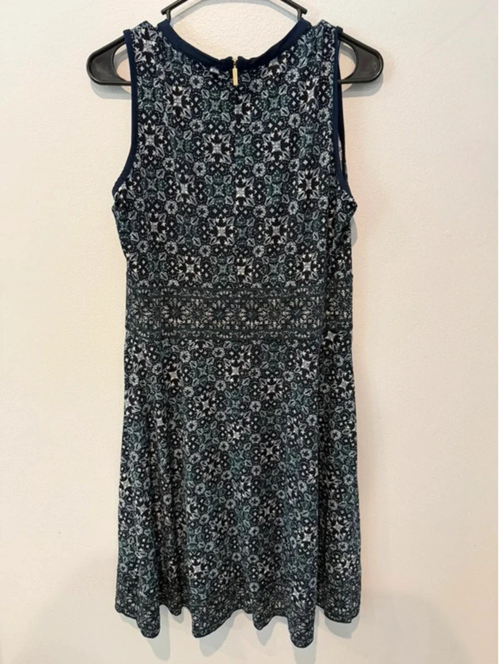 Michael Kors Navy Blue Floral Fit & Flare Dress Size L